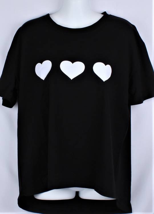Alice & Lily embroidered T- Shirt hearts black STYLE : AL/TS-HEA/BLK
